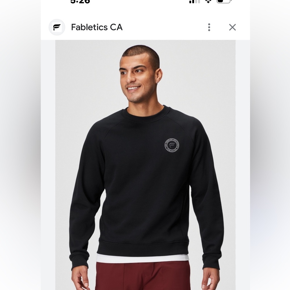 Fabletics Men's Black Crewneck Sweater
